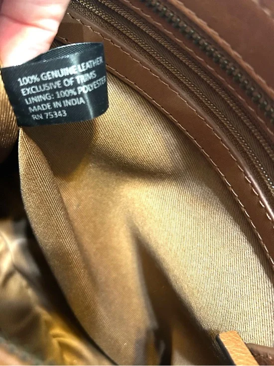 New Super Soft  Woven Leather Crossbody Bag - Tan/Brown - Picture 8 of 13